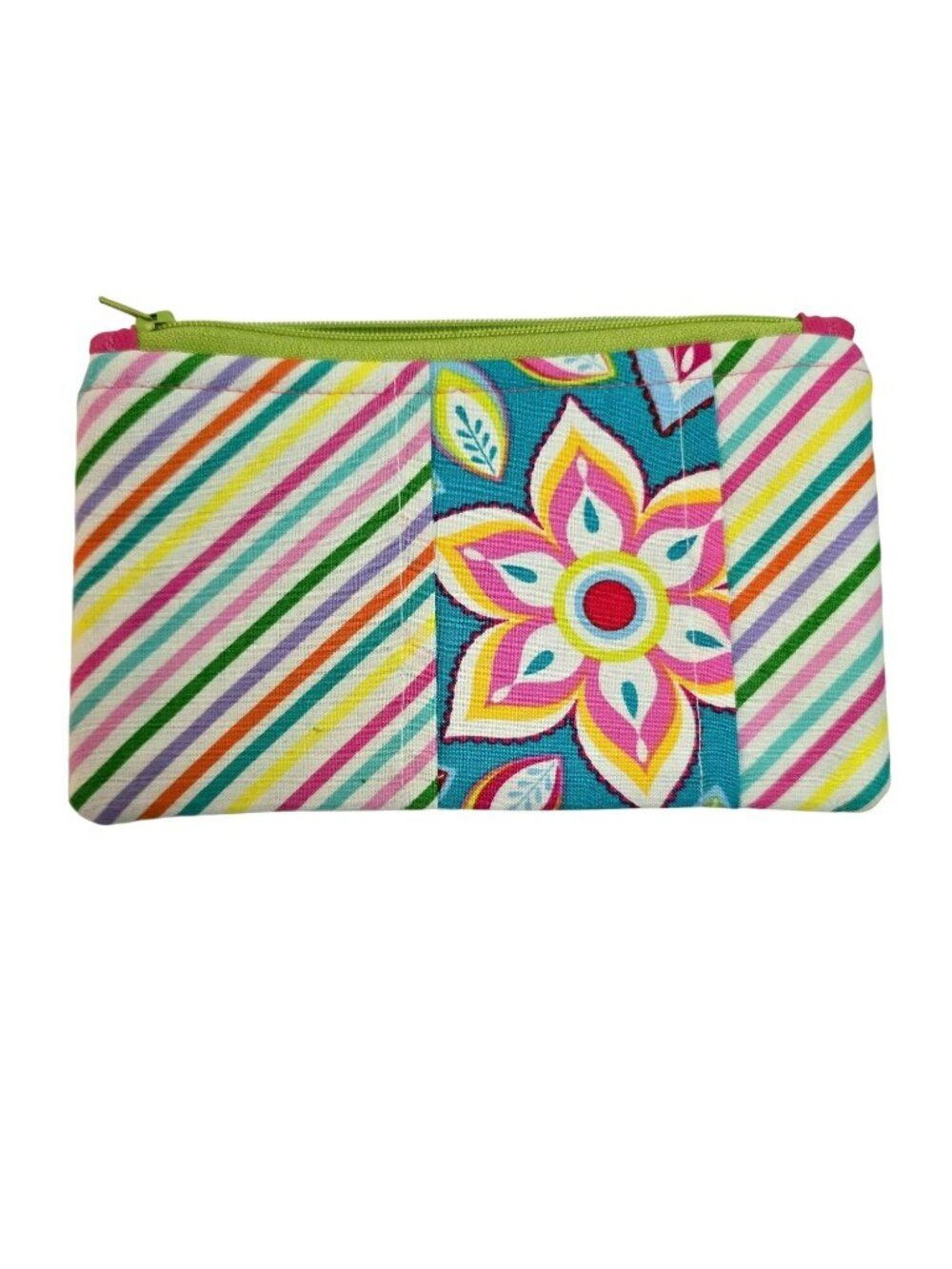 Boho Hippy Ethnic Cottage Floral Fabric Makeup Bag Clutch Zipper Colorful Small